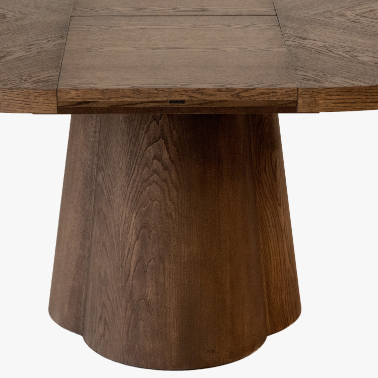 Designový okrúhly rozkladací stôl 130 cm v farbe orech