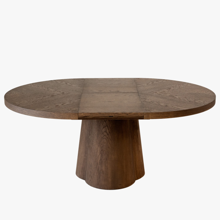 Designový okrúhly rozkladací stôl 130 cm v farbe orech