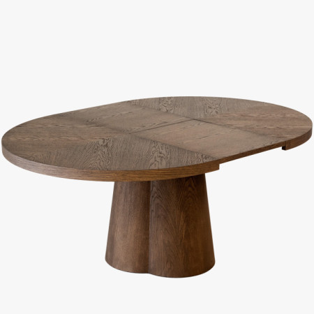 Designový okrúhly rozkladací stôl 130 cm v farbe orech