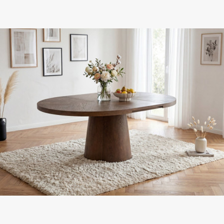 Designový okrúhly rozkladací stôl 130 cm v farbe orech