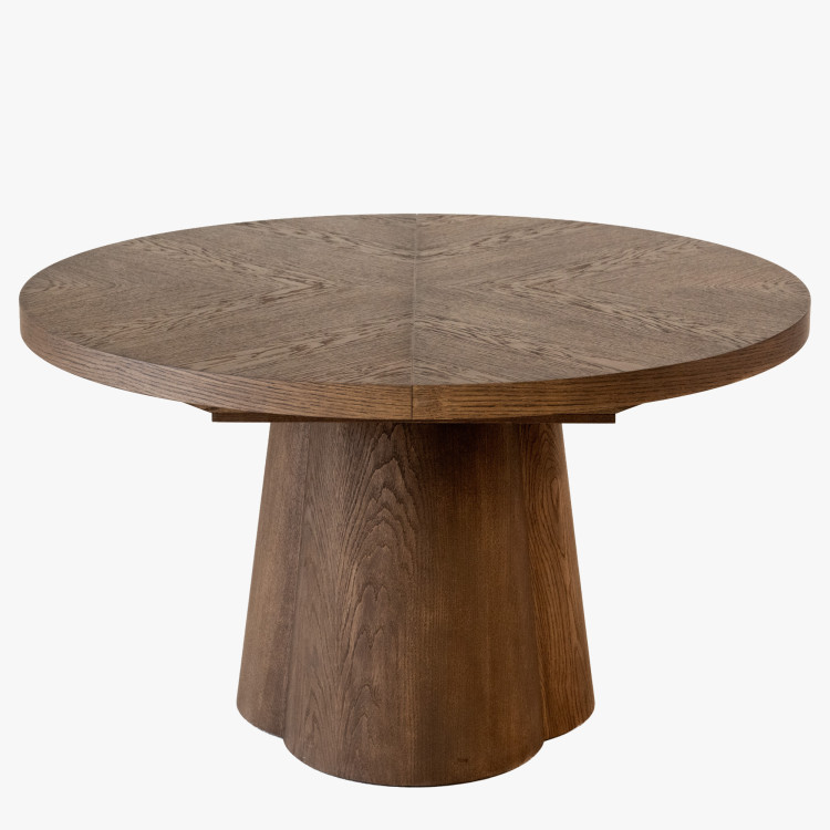 Designový okrúhly rozkladací stôl 130 cm v farbe orech