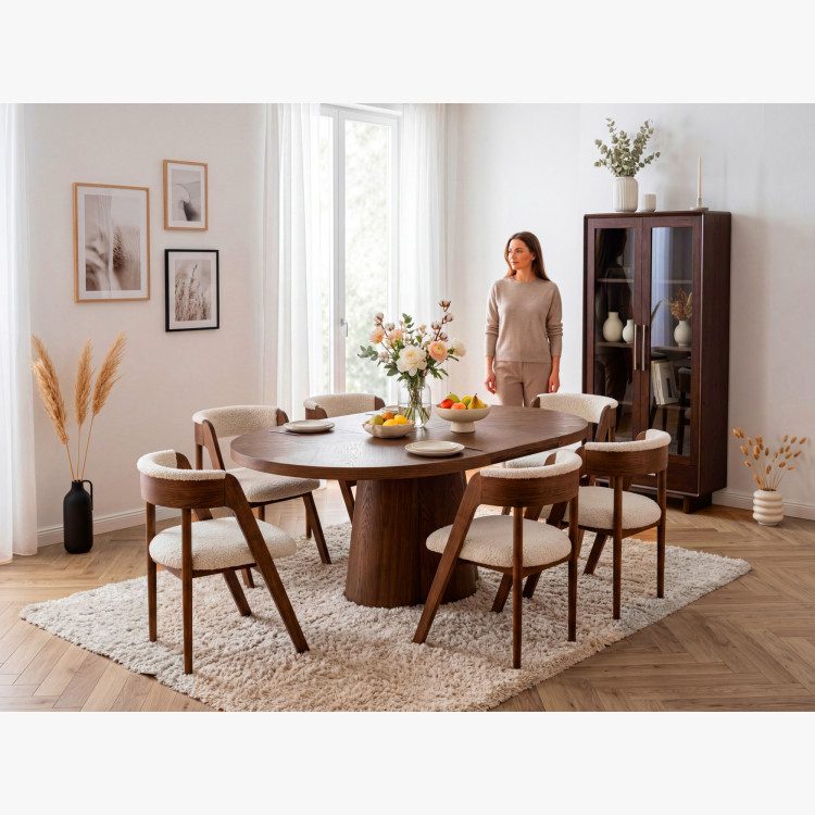 Designový okrúhly rozkladací stôl 130 cm v farbe orech