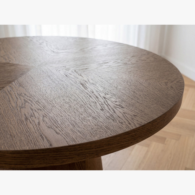 Designový okrúhly rozkladací stôl 130 cm v farbe orech