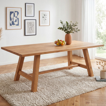 Jídelní stôl z dubového dreva 220 x 100 cm obdĺžnikový