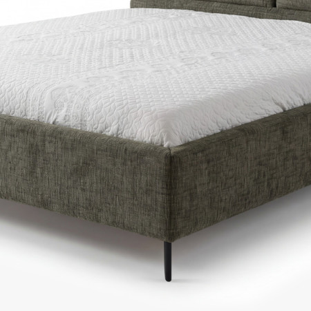 Čalúnená posteľ s úložným priestorom tmavozelená, 160 x 200 cm