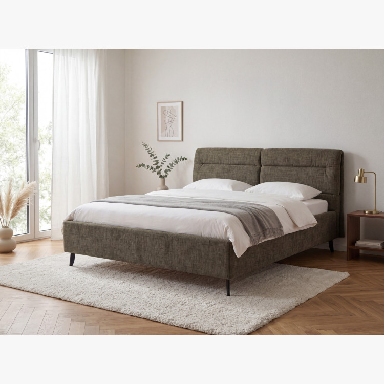 Čalúnená posteľ s úložným priestorom tmavozelená, 160 x 200 cm