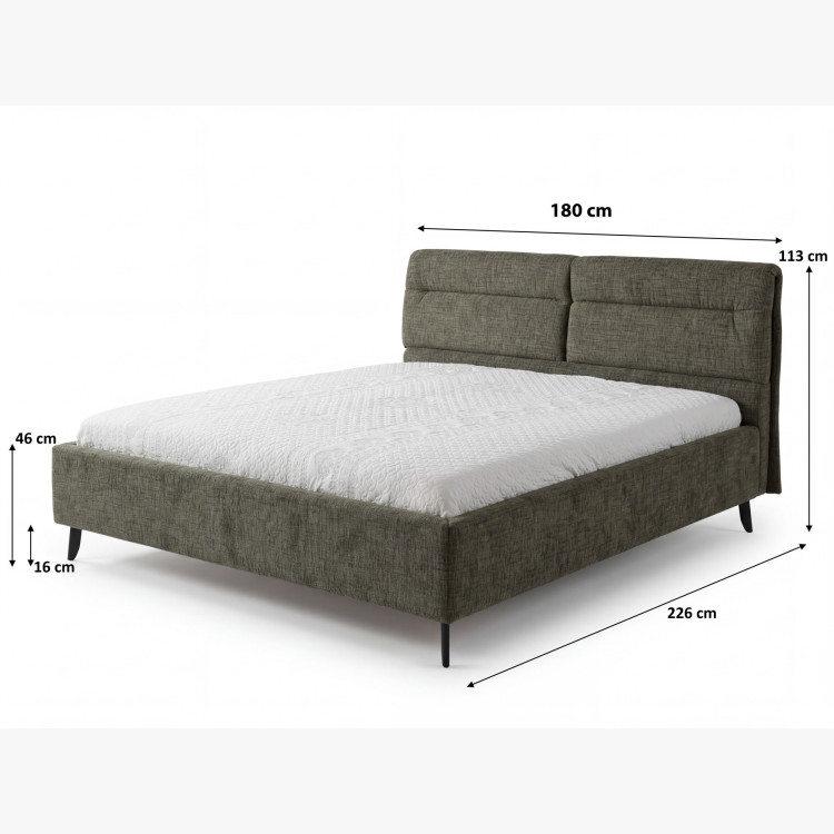 Čalúnená posteľ s úložným priestorom tmavozelená, 160 x 200 cm
