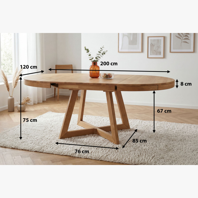 Dubový rozkladací jedálenský stôl Valencia 120–200 cm