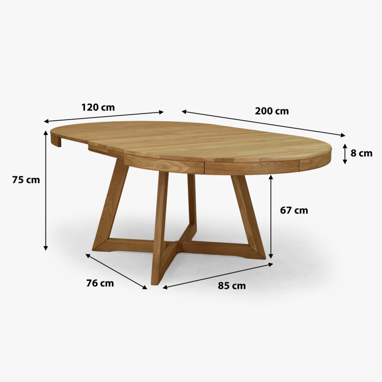 Dubový rozkladací jedálenský stôl Valencia 120–200 cm