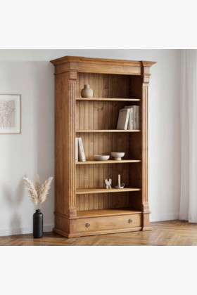 KNIŽNICA Z DREVA PRESTIGE (REG-61)  TMAVOHNEDÝ LAK