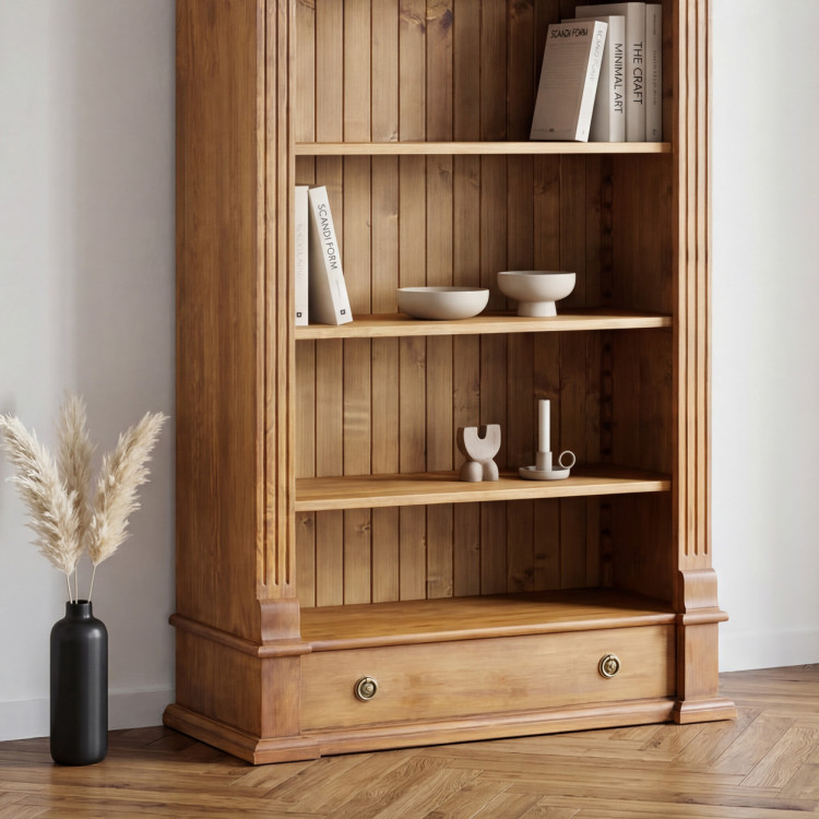 KNIŽNICA Z DREVA PRESTIGE (REG-61)  TMAVOHNEDÝ LAK