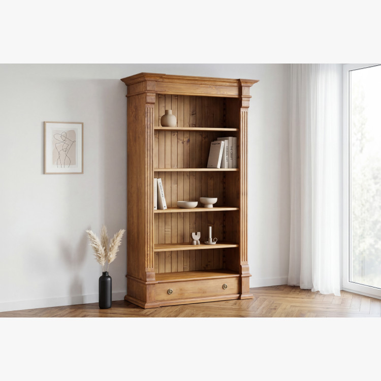 KNIŽNICA Z DREVA PRESTIGE (REG-61)  TMAVOHNEDÝ LAK