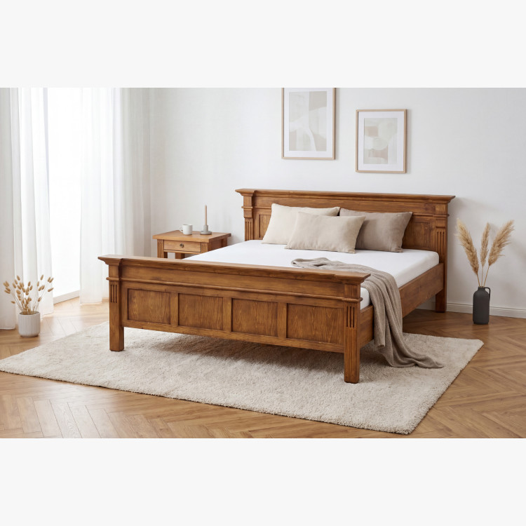 POSTEĽ Z MASÍVU PRESTIGE (180 X 200) LAK HNEDÝ