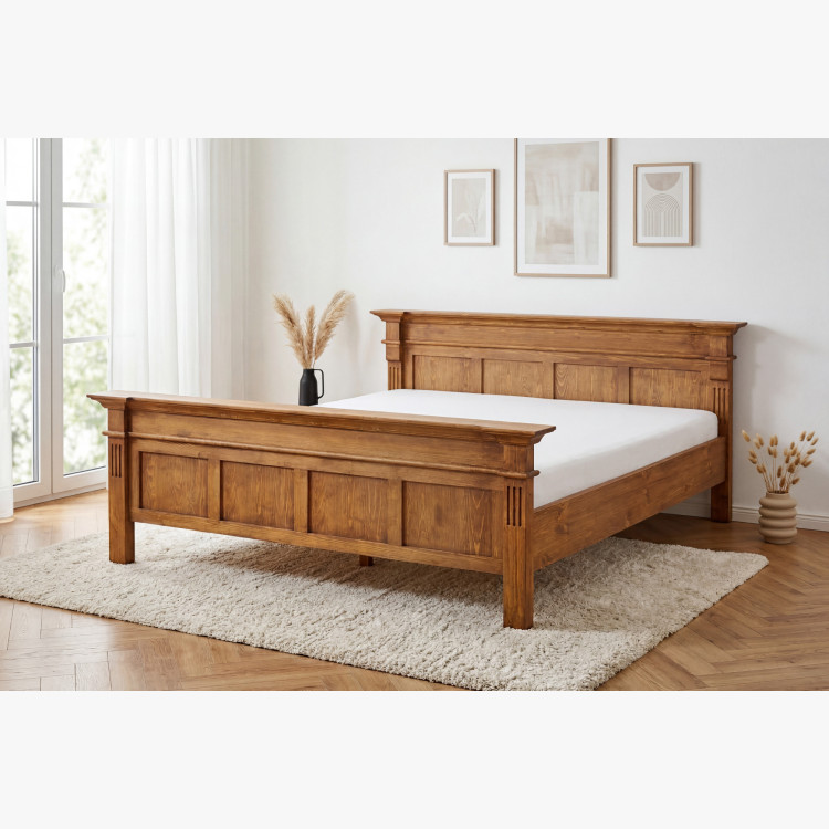 POSTEĽ Z MASÍVU PRESTIGE (180 X 200) LAK HNEDÝ