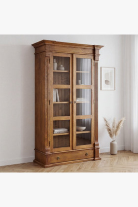 KNIŽNICA S DVERE PRESTIGE, HNEDÝ LAK