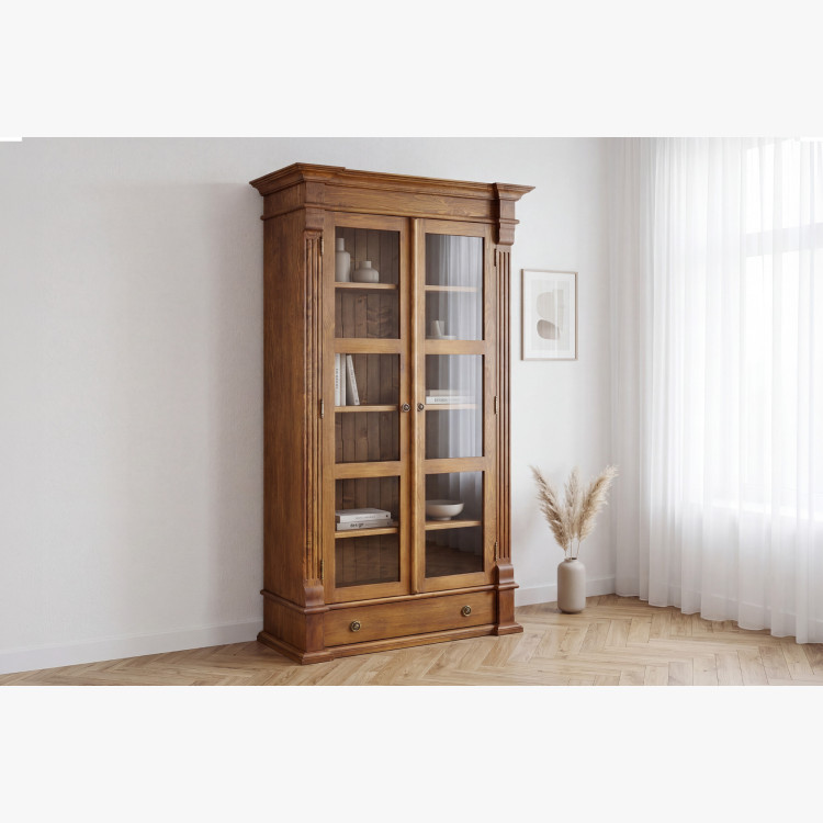 KNIŽNICA S DVERE PRESTIGE, HNEDÝ LAK