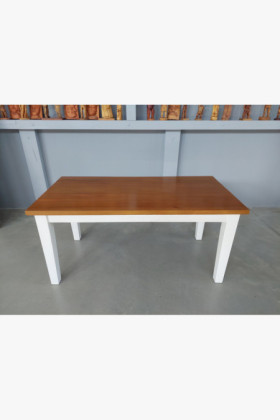 Drevený stôl Fance z masívu bielo-hnedý 160 x 80 cm (outlet)