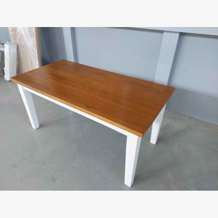 Drevený stôl Fance z masívu bielo-hnedý 160 x 80 cm (outlet)
