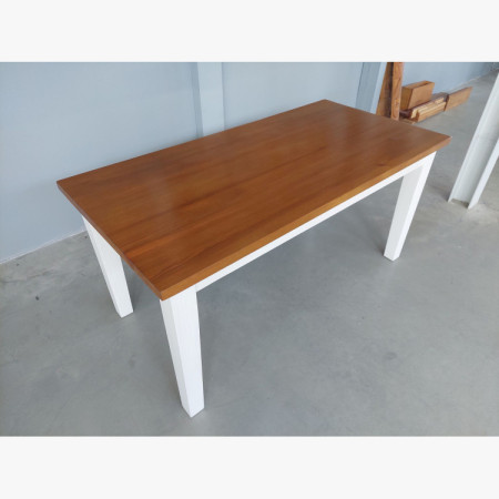 Drevený stôl Fance z masívu bielo-hnedý 160 x 80 cm (outlet)