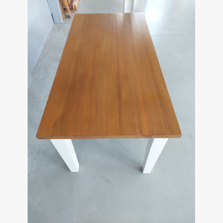 Drevený stôl Fance z masívu bielo-hnedý 160 x 80 cm (outlet)