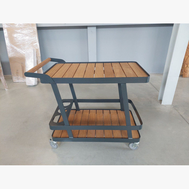 Luxusný záhradný servírovací stolík – hliník a drevo (výstavný kus, outlet)