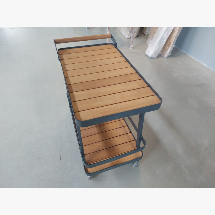 Luxusný záhradný servírovací stolík – hliník a drevo (výstavný kus, outlet)