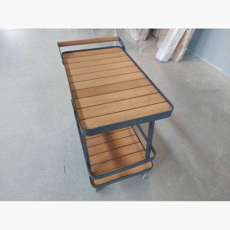 Luxusný záhradný servírovací stolík – hliník a drevo (výstavný kus, outlet)