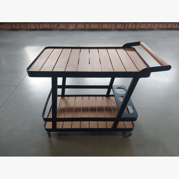 Luxusný záhradný servírovací stolík – hliník a drevo (výstavný kus, outlet)