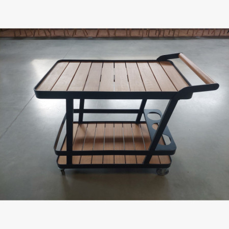 Luxusný záhradný servírovací stolík – hliník a drevo (výstavný kus, outlet)