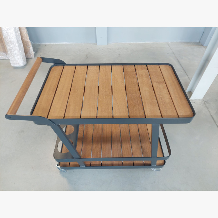 Luxusný záhradný servírovací stolík – hliník a drevo (výstavný kus, outlet)