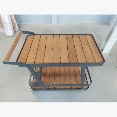 Luxusný záhradný servírovací stolík – hliník a drevo (výstavný kus, outlet)