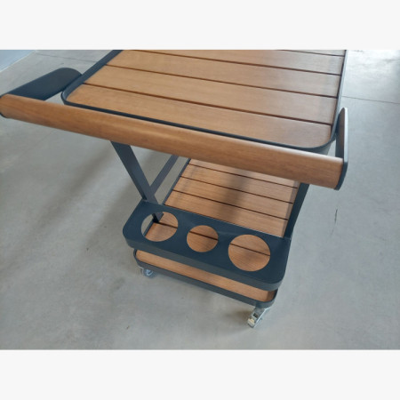 Luxusný záhradný servírovací stolík – hliník a drevo (výstavný kus, outlet)