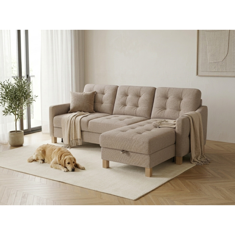 Moderná rohová sedacia súprava Malmo s funkciou spania a úložným priestorom - pravý roh