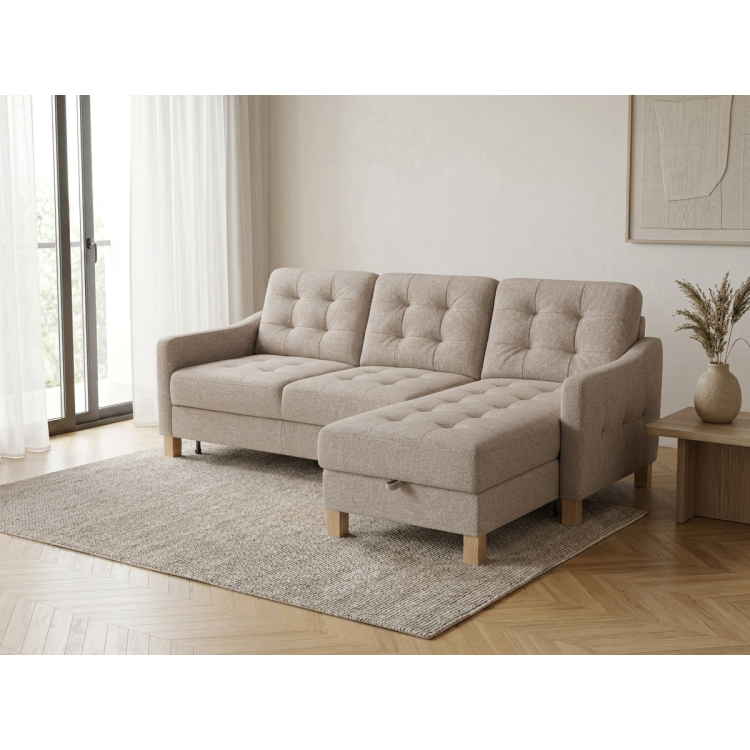 Moderná rohová sedacia súprava Malmo s funkciou spania a úložným priestorom - pravý roh