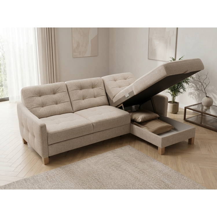 Moderná rohová sedacia súprava Malmo s funkciou spania a úložným priestorom - pravý roh