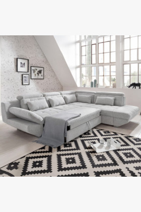 Rohová sedacia súprava sivá – roh vpravo s funkciou spania a úložným priestorom 2