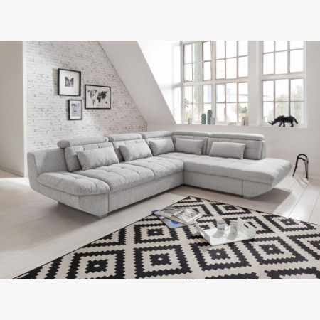 Rohová sedacia súprava sivá – roh vpravo s funkciou spania a úložným priestorom