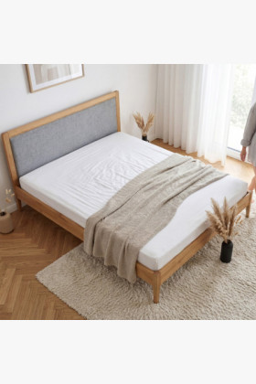 Manželská posteľ na nohách z dubu 180 x 200 cm, Látkové čelo 2