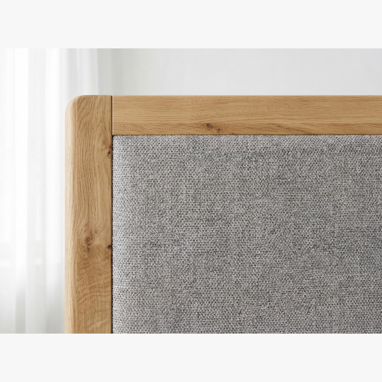 Manželská posteľ na nohách z dubu 180 x 200 cm, Látkové čelo