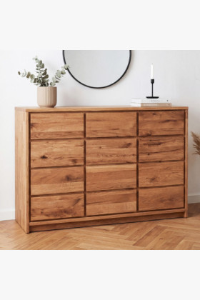 Masívna komoda z divokého dubu – 3 dvierka a 3 zásuvky, šírka 130 cm