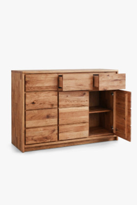 Masívna komoda z divokého dubu – 3 dvierka a 3 zásuvky, šírka 130 cm 2