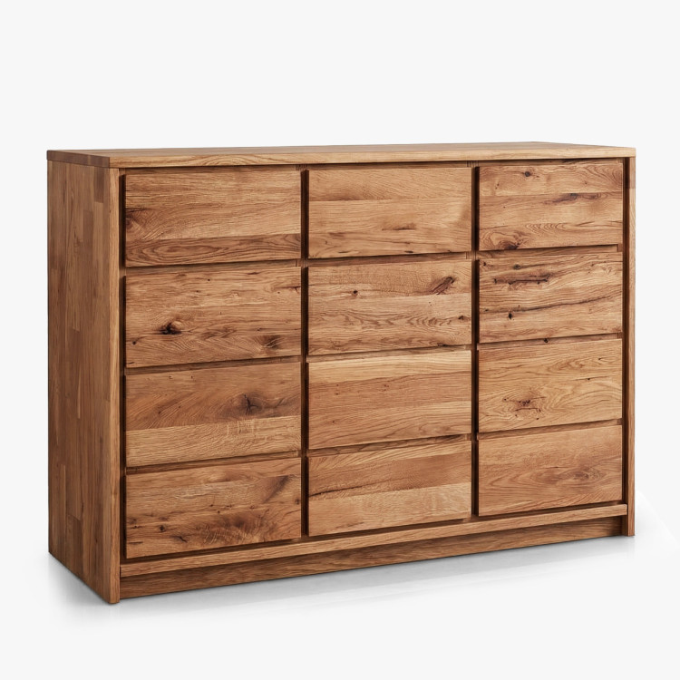 Masívna komoda z divokého dubu – 3 dvierka a 3 zásuvky, šírka 130 cm