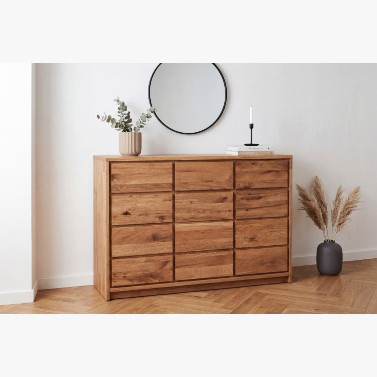 Masívna komoda z divokého dubu – 3 dvierka a 3 zásuvky, šírka 130 cm