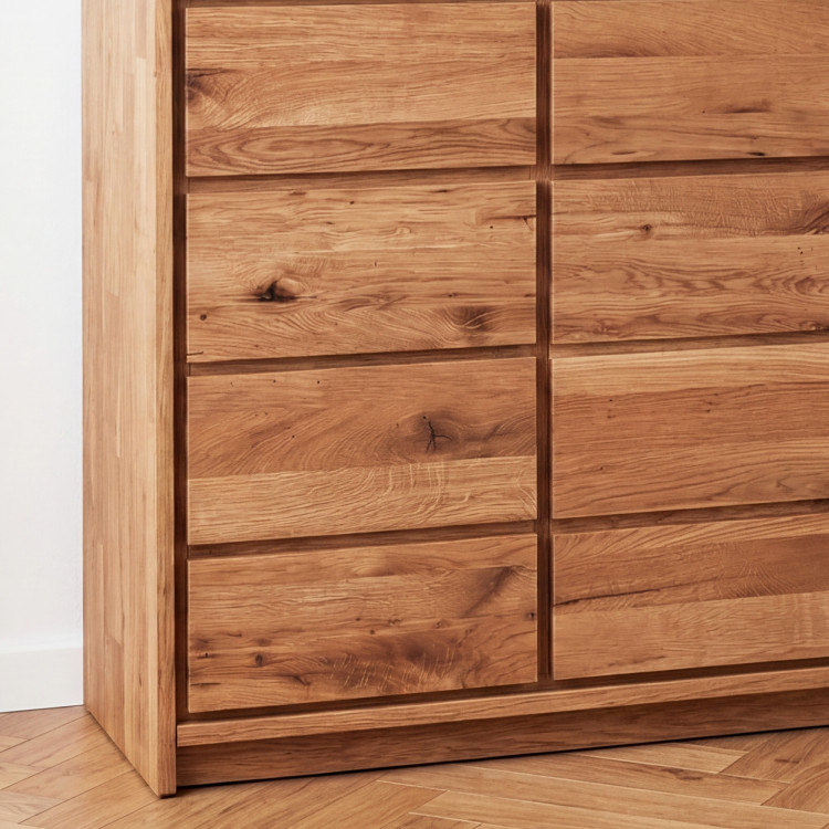 Masívna komoda z divokého dubu – 3 dvierka a 3 zásuvky, šírka 130 cm