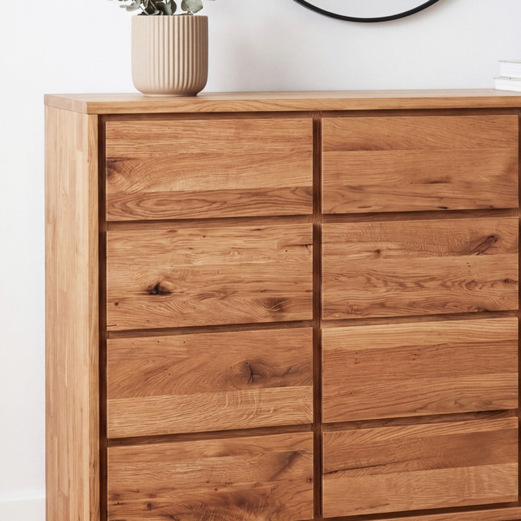 Masívna komoda z divokého dubu – 3 dvierka a 3 zásuvky, šírka 130 cm