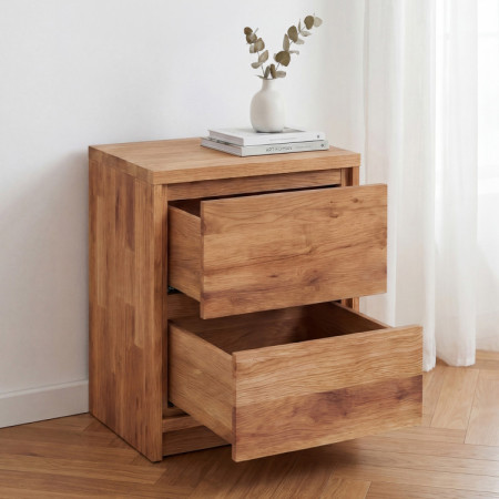 Nočný stolík z dubu – 2 zásuvky
