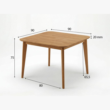 Dubový stôl štvorcový, Liam 90 x 90