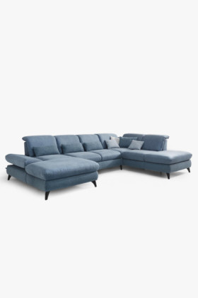 Sedacia súprava Carolina v tvare písmena U s možnosťou funkcií, modrá 2