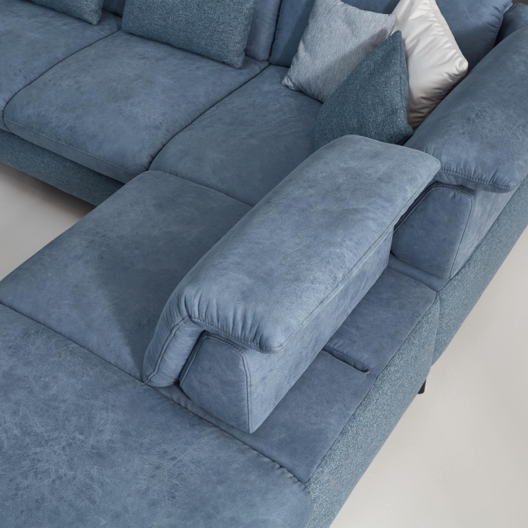 Sedacia súprava Carolina v tvare písmena U s možnosťou funkcií, modrá