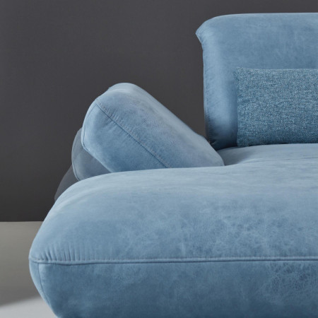 Sedacia súprava Carolina v tvare písmena U s možnosťou funkcií, modrá